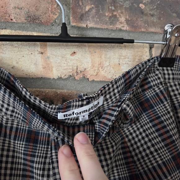 Reformation Franklin Plaid Tartan Straight Leg Pants - Picture 5 of 7